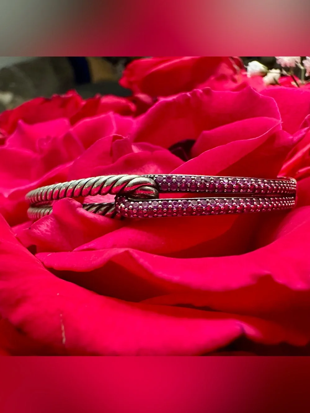 David Yurman Labyrinth Bracelet Pink Pavé Sapphire Sterling Silver – Small 6.25”